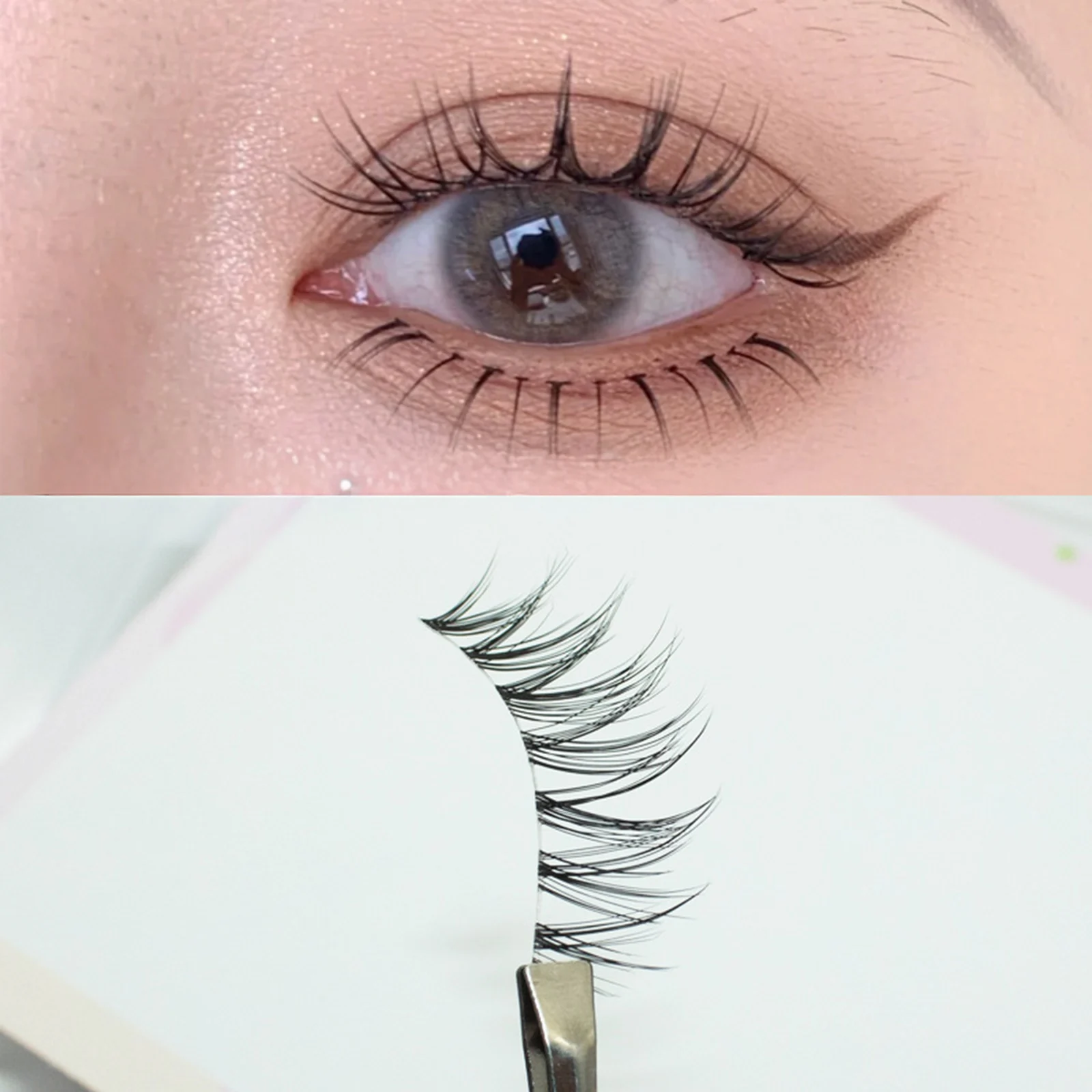 V-vorm Duivel Valse Wimpers strips Transparante Band Natuurlijke Dikke Lash manga dagelijkse wimper voor vrouwen Make-up