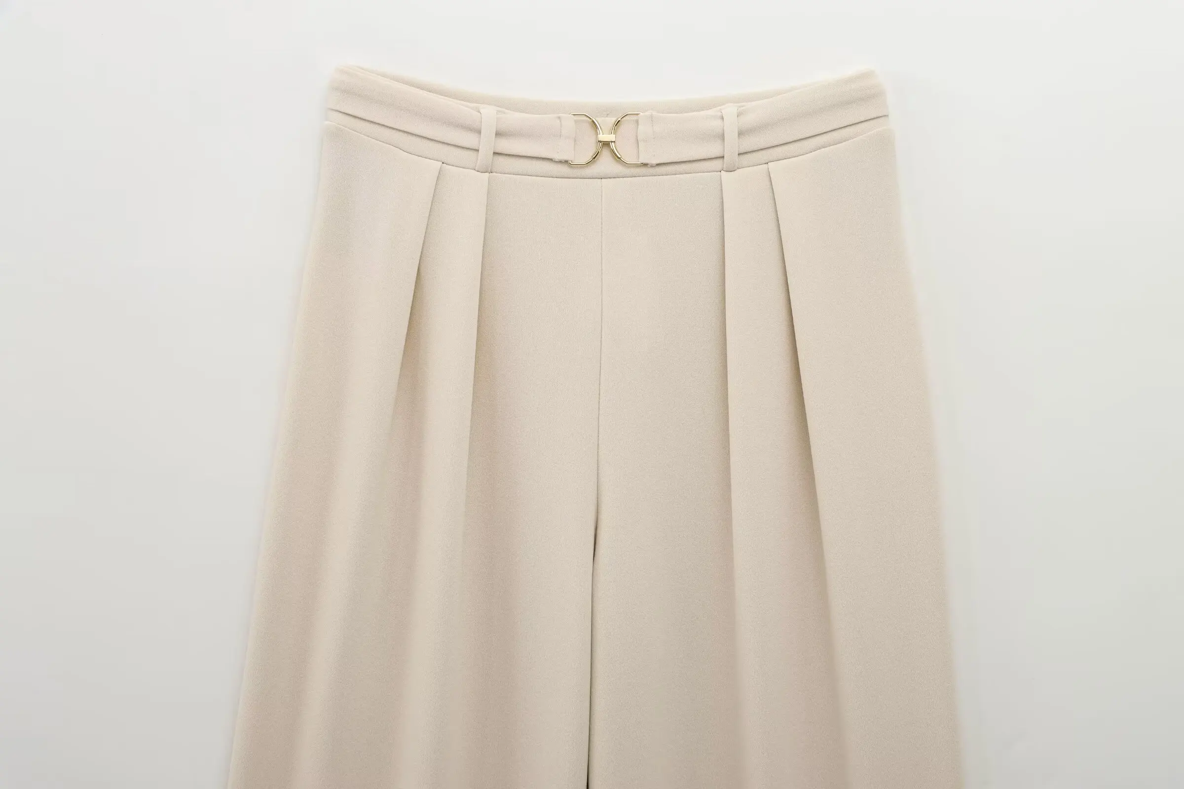 Jenny&Dave 2025 Spring/Summer French Fashion Ladies Elegant Trousers Gold Waist Buckle Minimally Loose Suit Pants Women