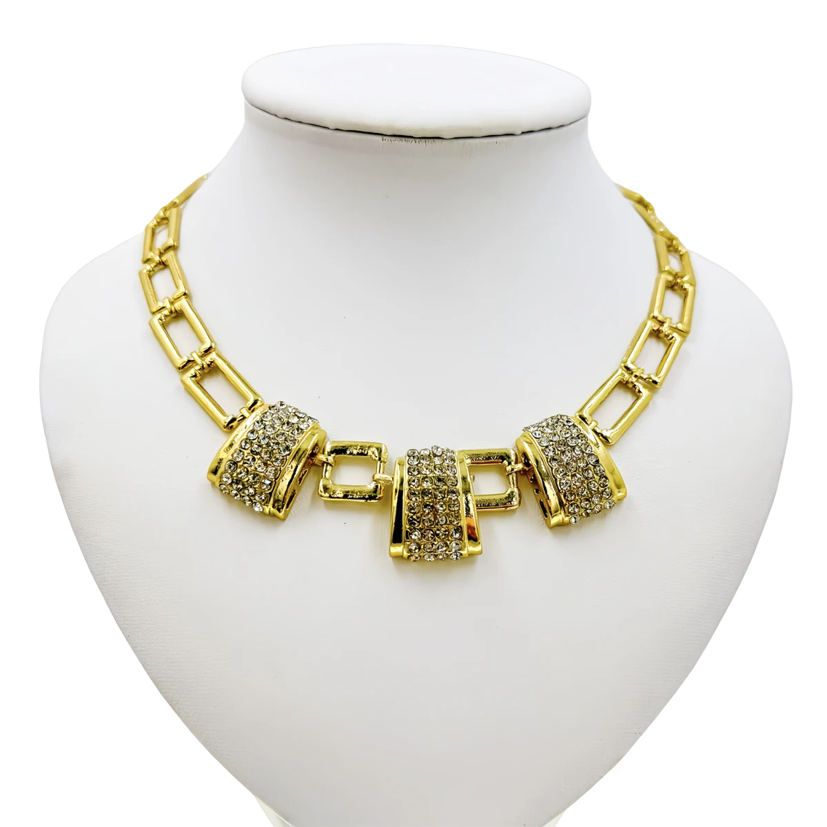 African Fashion Jewelry Sets for Women Crystal Necklace Bracelet Earrings Ring Charm Bridal Luxury Wedding Accessories