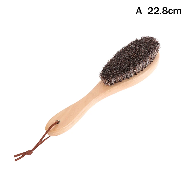 New! Horse Hair Brush Wooden Handle Shoe Polish Brush Soft Horsehair Laundry Cleaning Brush Anti-Static Cleaning Care Brush