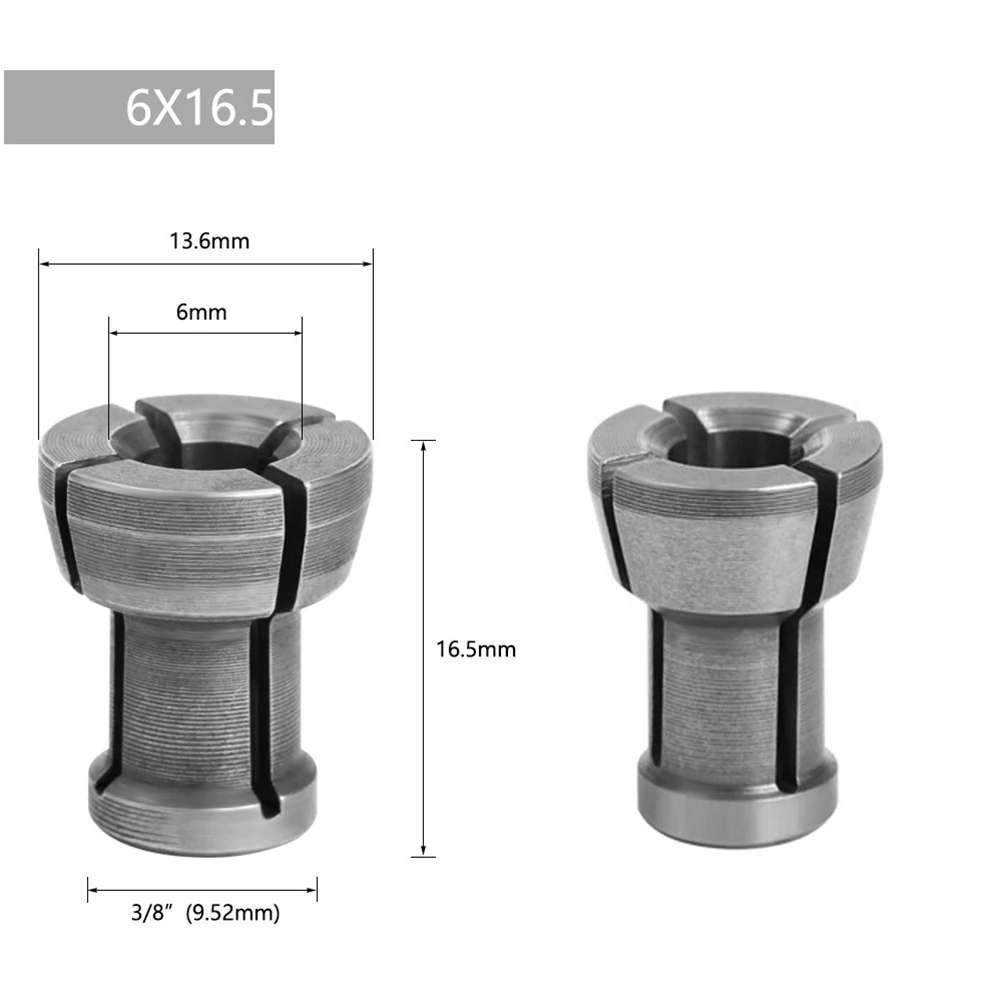 2Pcs Collet Chuck Adapter Engraving Trimming Engraving Machine Router Bit 6/6.35/8/9.5/10mm For Woodworking Tools Accessories