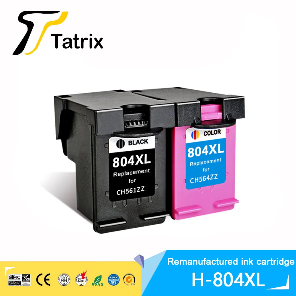 Tatrix HP804 XL 804XL Premium Remanufactured Color Inkjet Ink Cartridge for HP Envy Photo 6220/ 6222/6230/6252/7120/7130/ 7155