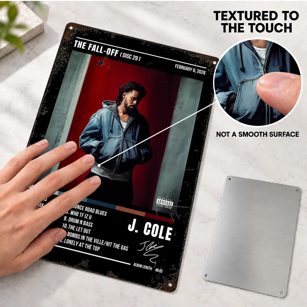 J. Cole The Fall-Off Aluminum Poster Customized Metal Sign Album Tracklist Design Wall Art For Music Room Record Collector Gift