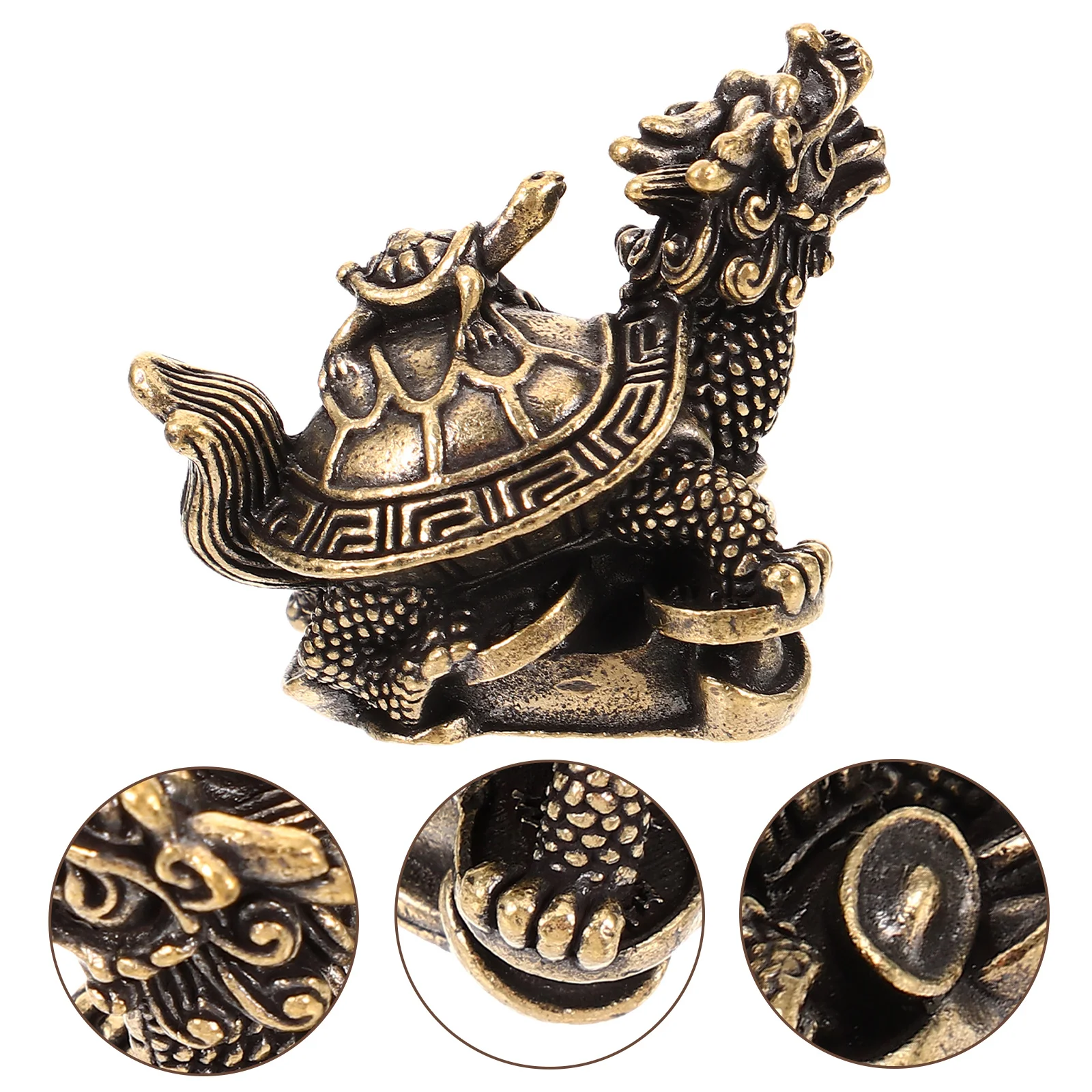 

Copper Dragon Turtle Statue Retro Vintage Desktop Decoration Miniature Metal Craft Ornament Indoor Home Decor Copper Figurine
