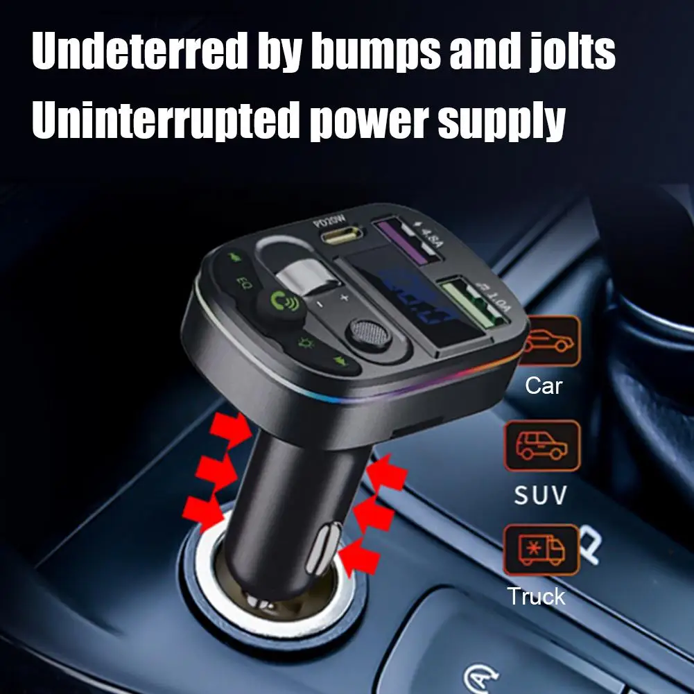 12V 24V Bluetooth 5.0 Car FM Transmitter MP3 Modulator Player Hands-free Car Kit PD 20W QC 3.0 Adapter Audio Receiver
