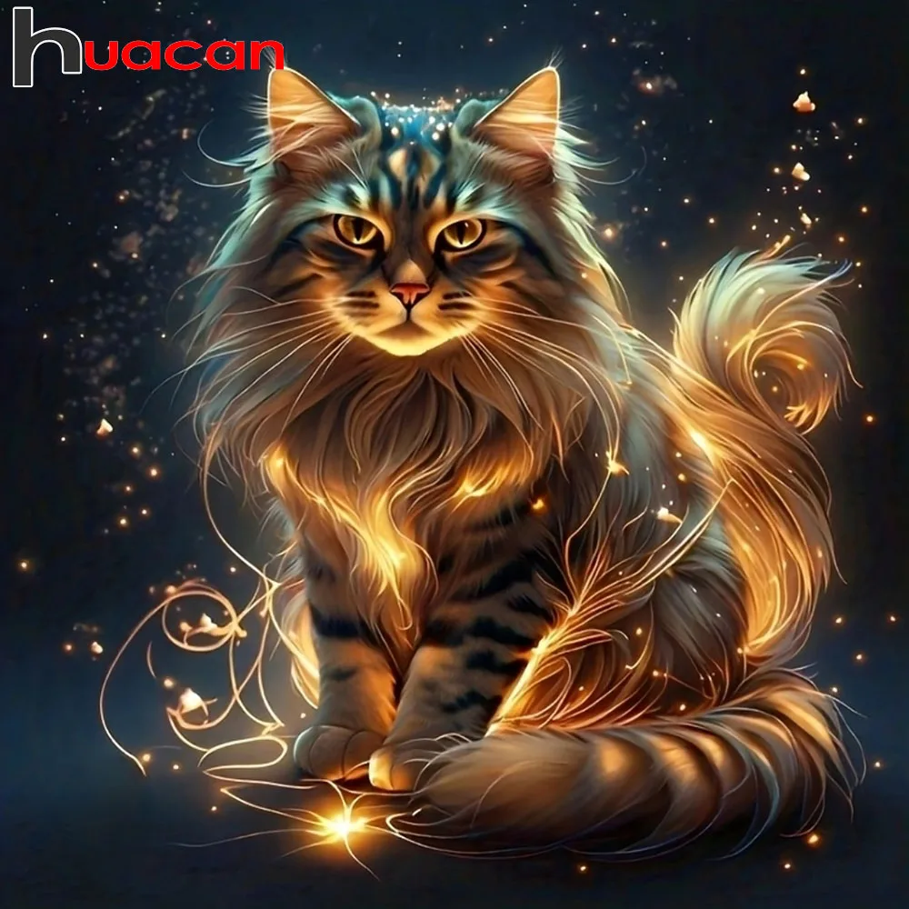Huacan 5D DIY Diamantmalerei Katze Diamant-Mosaik Tier Neue Kollektion 2026 Bild aus Strasssteinen