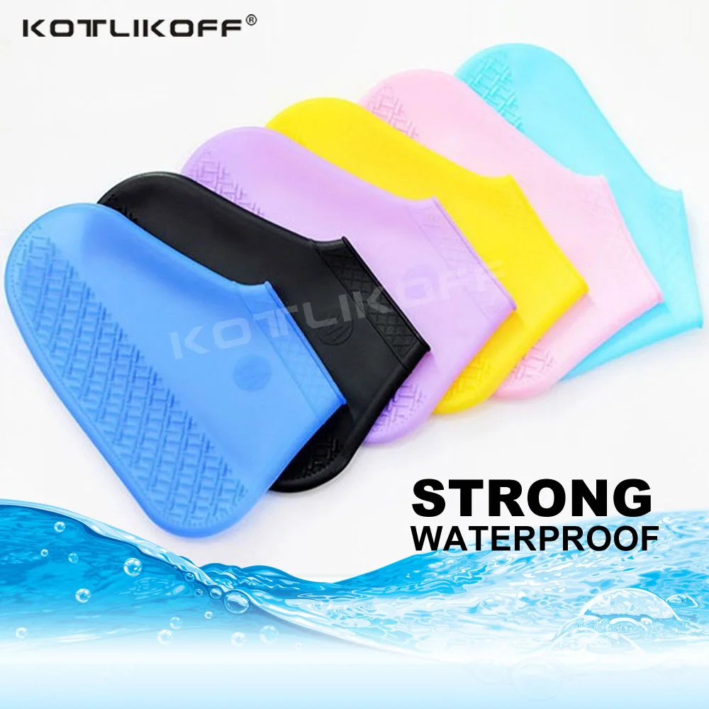 KOTLIKOFF Boots Waterproof Shoe Covers Reusable Thicken Silicone Shoe Protectors Rain Boots for Indoor Outdoor Rainy Days Unisex