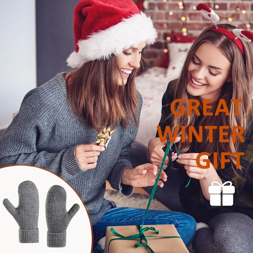 

Зимние перчатки высокого качества с флисовой подкладкой, эластичные манжеты, вязаные эластичные варежки, ветрозащитные утолщенные термоперчатки для женщин и мужчин