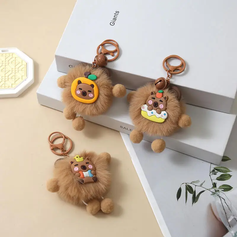 

Capybara Cute and Silly Plush Key Chain Hair Ball Bell Toy Male and Female Backpack Pendant Decoration Birthday Gift Send Friend