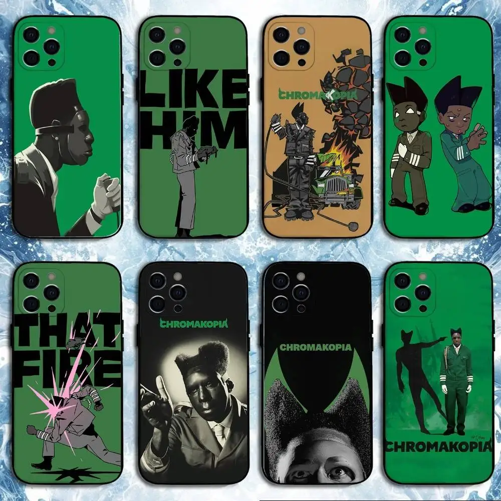 

CHROMAKOPIA Tyler The Creator Phone Case For iPhone 16,15,14,13,12,11 Plus,Pro Max, Soft Silicone Black Cover