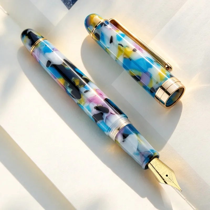 MAJOHN S7 Sugar Colored Resin Pen 6 # 35 Gold Plated Da Ming Sharp Universal Writing Handbook Practice Iridium Ink Pen