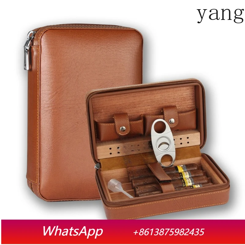 

YJQ Cigar Leather Box Cigar Moisturizer Portable Moisturizer Pack Cigarette Accessories