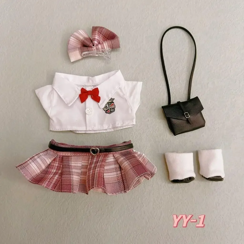 Vêtements de poupée en coton de style collège, costume de poupée en peluche, jupe de bébé mignonne, changement, 20cm, pas de poupée