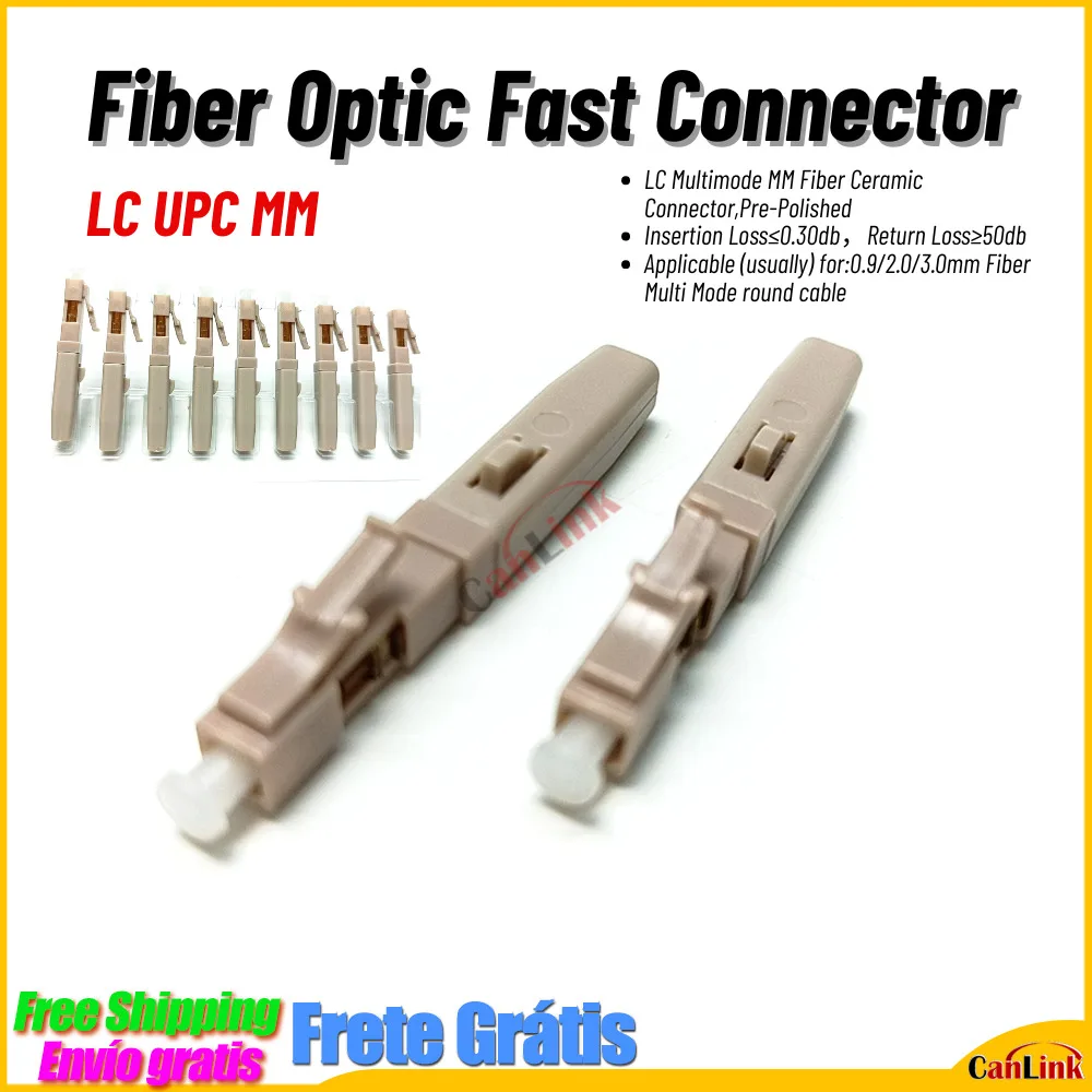 

10pcs Fiber Fast Connectors Multimode quick connector LC UPC MM Fiber Optic Quick Connectors Adapter For FTTH 0.9/2.0/3.0mm