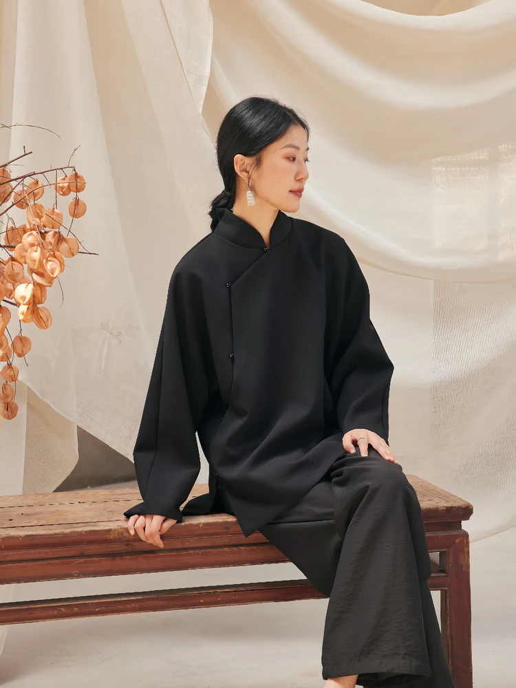 

Женская свободная куртка TAORAN в этническом стиле: модная, стройнящая верхняя одежда в традиционном китайском стиле для чайной церемонии