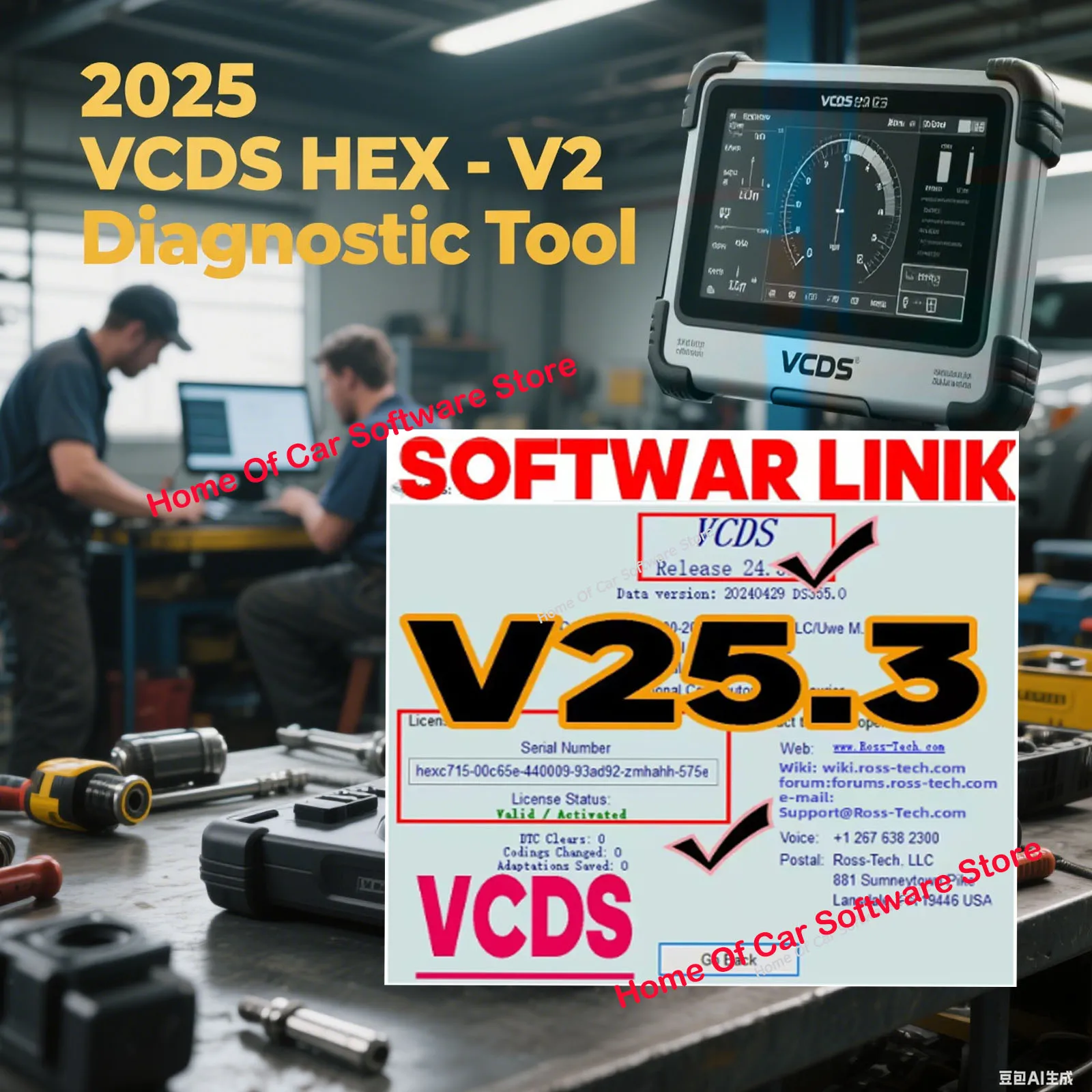 

2025 Autocoms VCDS HEX-V2 Diagnostic Tool | Unlimited VINs | VAG-COM Coding | For VW Au.di Skoda S.eat | 2025 Hardware Interface