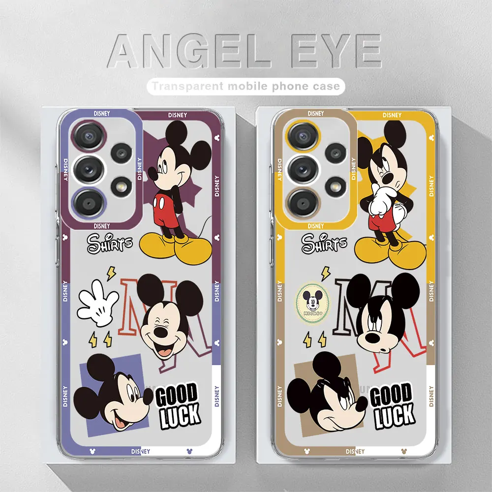 Angel Eye Case For Samsung Galaxy A54 A14 A52 A53 A12 A13 A23 A34 A71 A51 A33 A50 A21s Phone Cover Good Luck Every Day Mickey