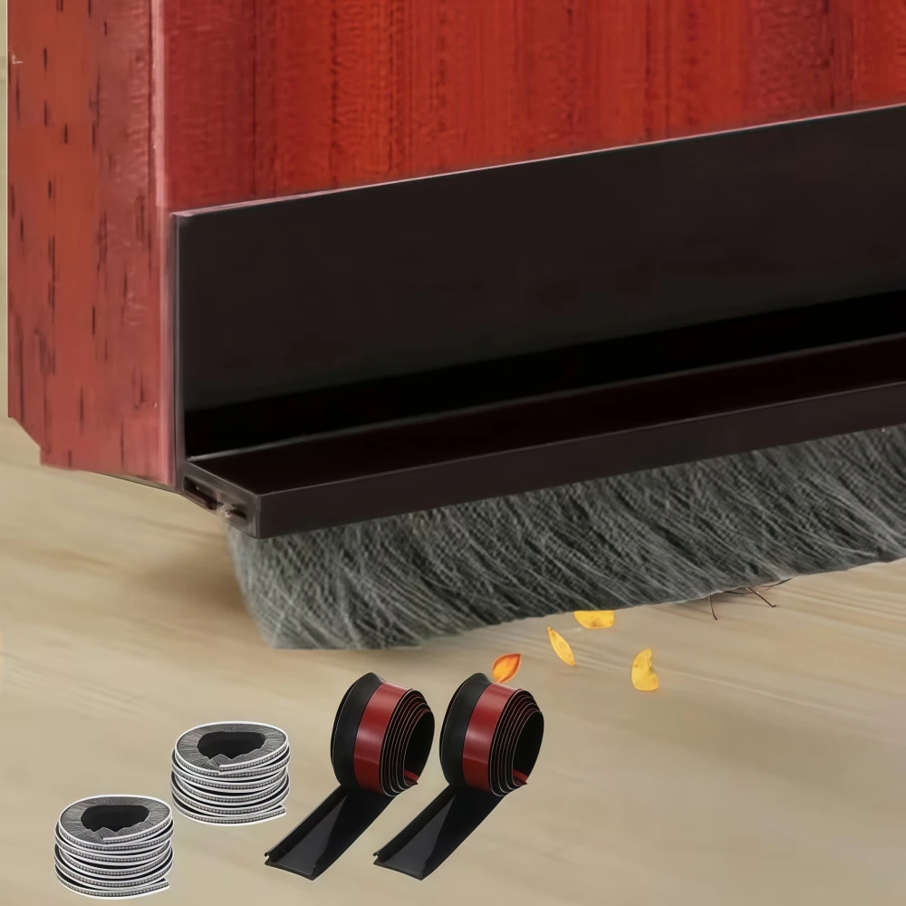 2PCS Door Bottom Brush Seals with Brushes, Featuring Dust-proof, Baffle, and Insect-proof Designs, Suitable for Home Use