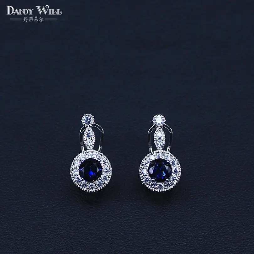 classic style blue stone silver 925 costume jewelry for women hoop earrings ring necklace with pendant factory directly sales