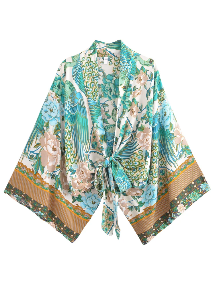 Boho Peacock Kimono Cover-Up 12