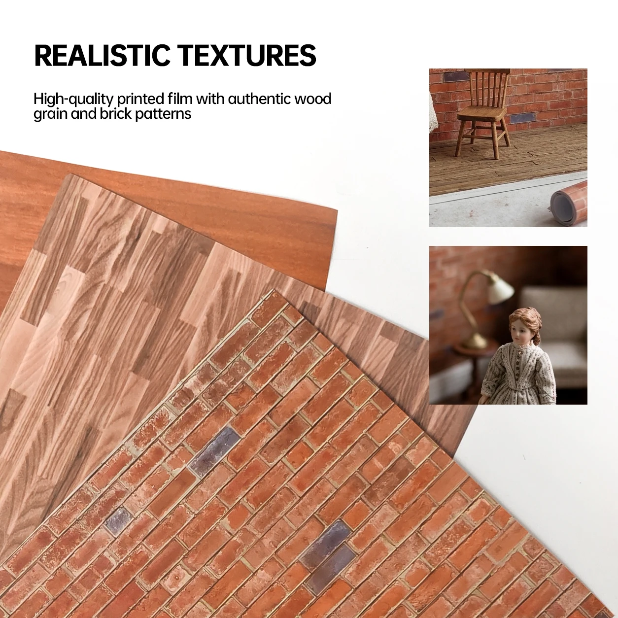 21*28.5CM Mini Wood Floor Stickers Self-Adhesive Paper Dollhouse Wall Decals for Modeling Dioramas Landscape DIY Craft 3pcs
