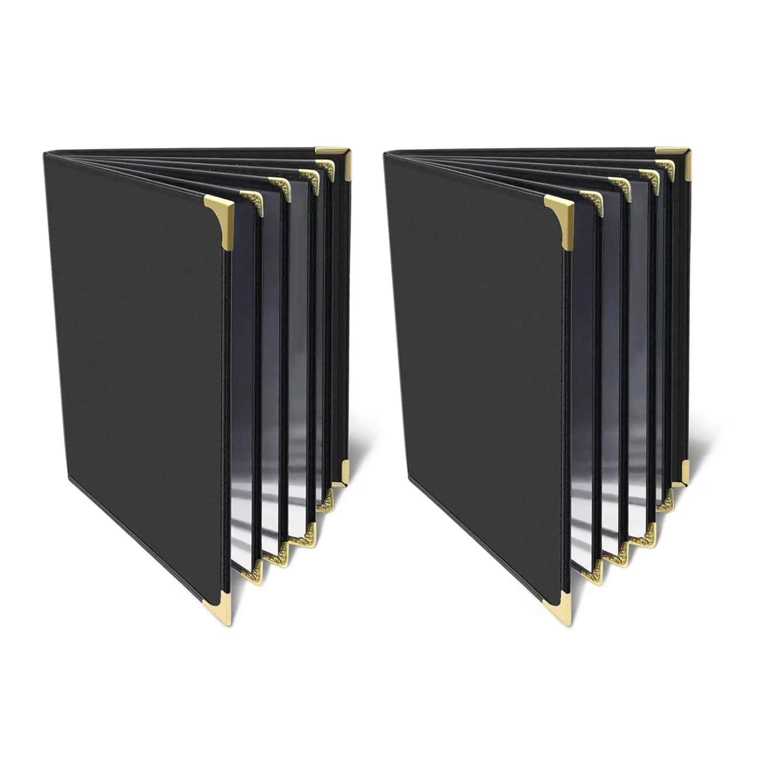 

Menu-Covers 8.5 X 11 Restaurant - 2 Pack Menu Sleeve 4 Pa e 8 View Premium Faux Leather Transparent Black for Bar Cafe
