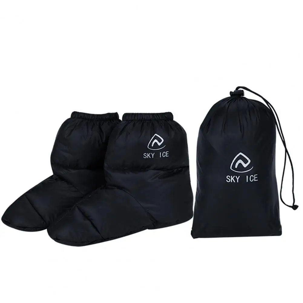 90% White Gooses Fluffy Down Feet Covers With Bag Camping Winter Warm Feet Cover Waterproof Warm Down Shoe Covers Tent Slippers