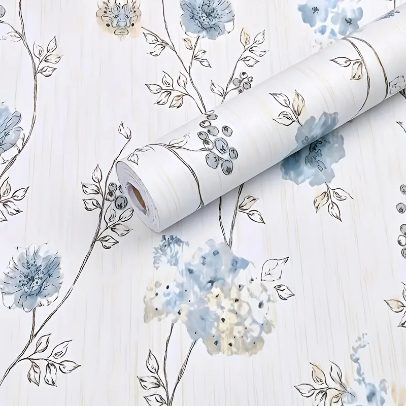 Vintage blue floral wallpaper - Self-adhesive Self Adhesive Contact Paper Removable Waterproof Wallpaper For urniture Renovation