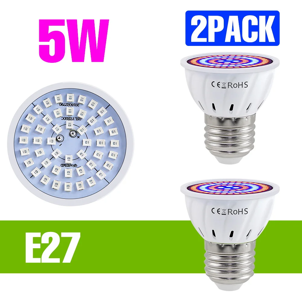 9W LED Volledige Spectrum Grow Lamp E27 Indoor Hydrocultuur Groei Doos E14 Succulente Zaailingen 220V Kas tent Teelt Verlichting
