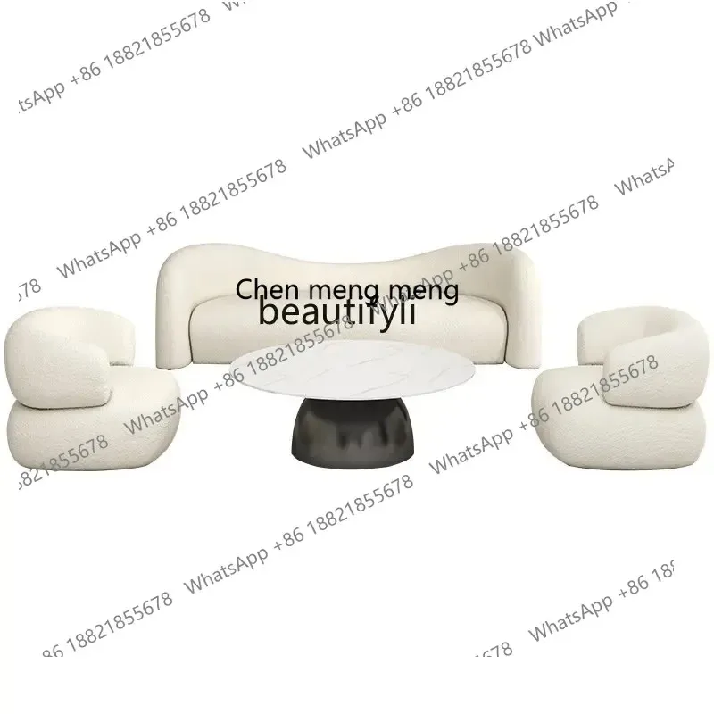 new  Nordic Faux Leather Double Sofa Light Luxury Curved Sofa Special-Shaped Creative Leisure Sofa for Multi-User ss 8617