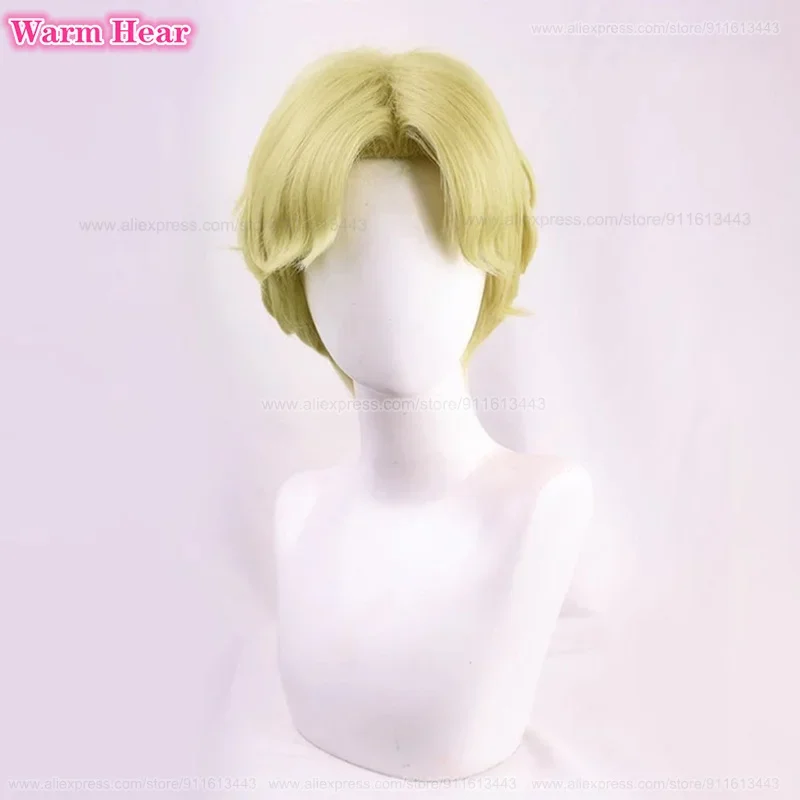 High Quality Zeke Jaeger Synthetic Wig Anime 30cm Golden Center Part Cosplay Anime Wig Heat Resistant Hair Halloween Party Wigs