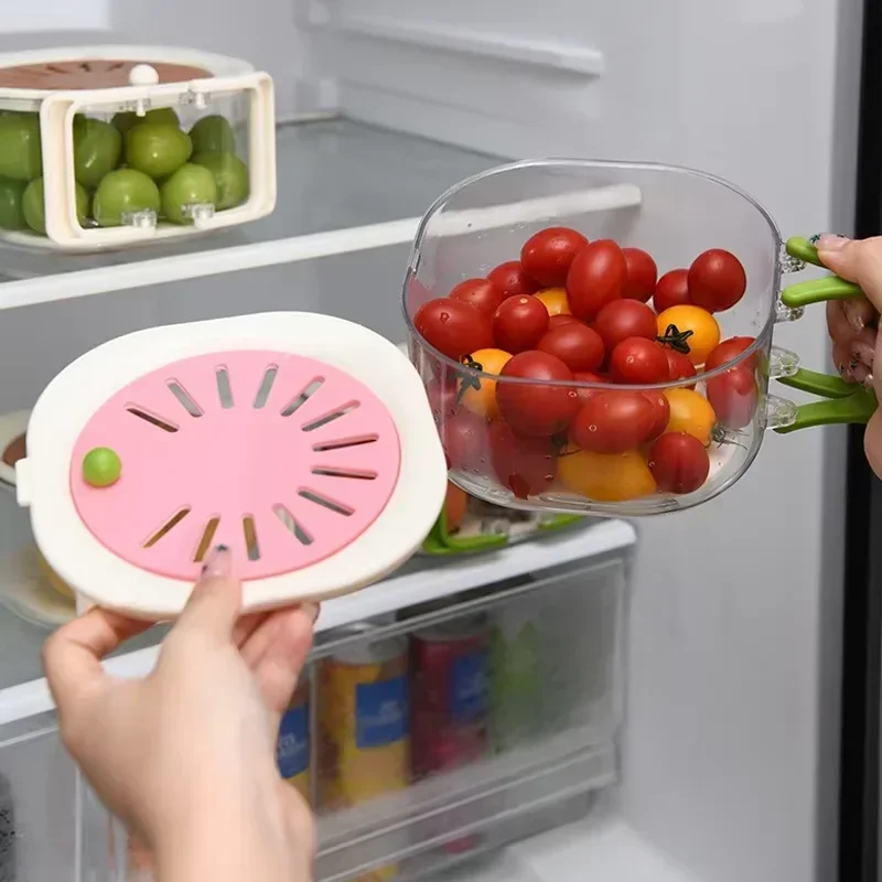 2-In-1 Dust-Proof Fruit Drainer Basket -Hidden Folding Handle Drain Switch Expandable Thickened Dewatering Dishwashing Basket - view 4