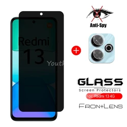Privacy Screen Glass For Xiaomi Redmi 13 Glass Anti-Spy Protector Film Redmi 13 Tempered Glass Lens Protective Film Redmi 13 4G