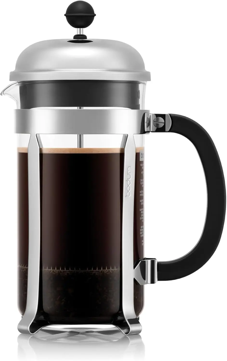 34oz Borosilicate Glass French Press Coffee Maker with polished stainless steel