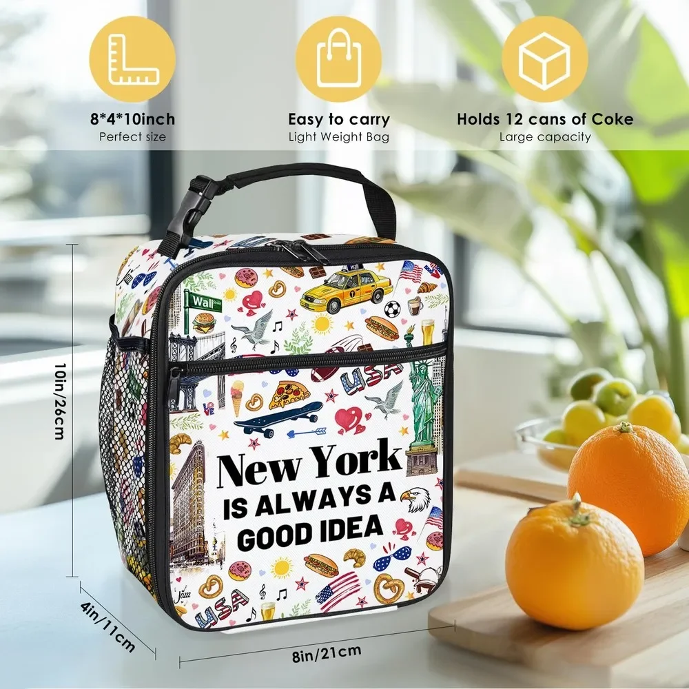 صندوق غداء مدينة نيويورك للنساء والرجال، حاوية طعام معزولة للنساء، حقيبة غداء حرارية للأطفال #2