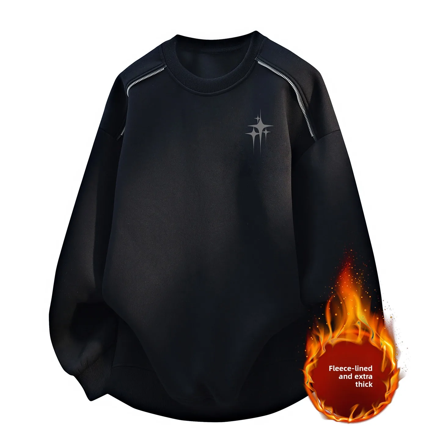 

Мужская толстовка с круглым вырезом, на флисовой подкладке, свободного кроя, с длинными рукавами, теплая, удобная, повседневная, осенне-зимняя