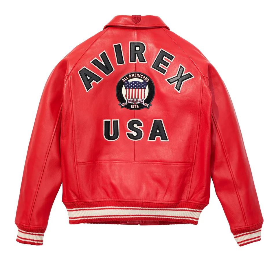 AVIERX Herren-Lederjacke Frankreich 1,5 mm dickes Schaffell hochwertige Stickerei Marke Vintage klassischer Fluganzugmantel in US-Größe