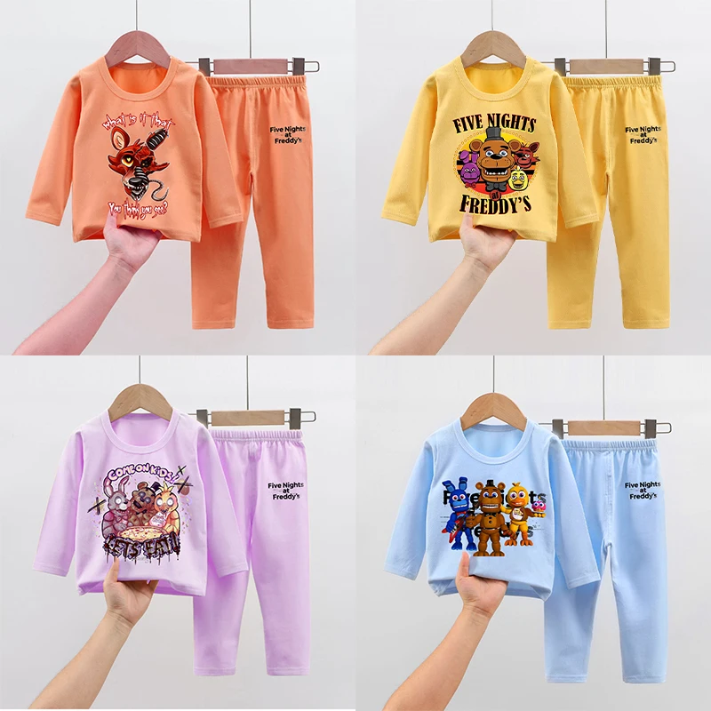 خمس ليال في فريدي منامة فستان أطفال مع سروال داخلي أطفال جديد Fnafs الشتاء ملابس المنزل بنين بنات Kawaii ملابس نوم بنطلون الأطفال هدية