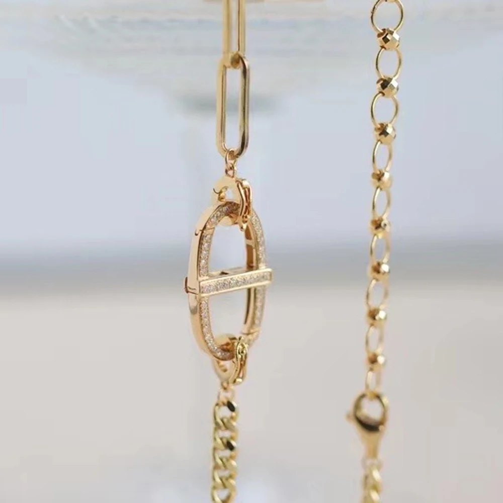 Sinya النقي 18k الذهب الماس موصل عالمي لانهائي مشبك قفل المشبك Au750 مجوهرات Findings بها بنفسك النتائج مكونات اكسسوارات