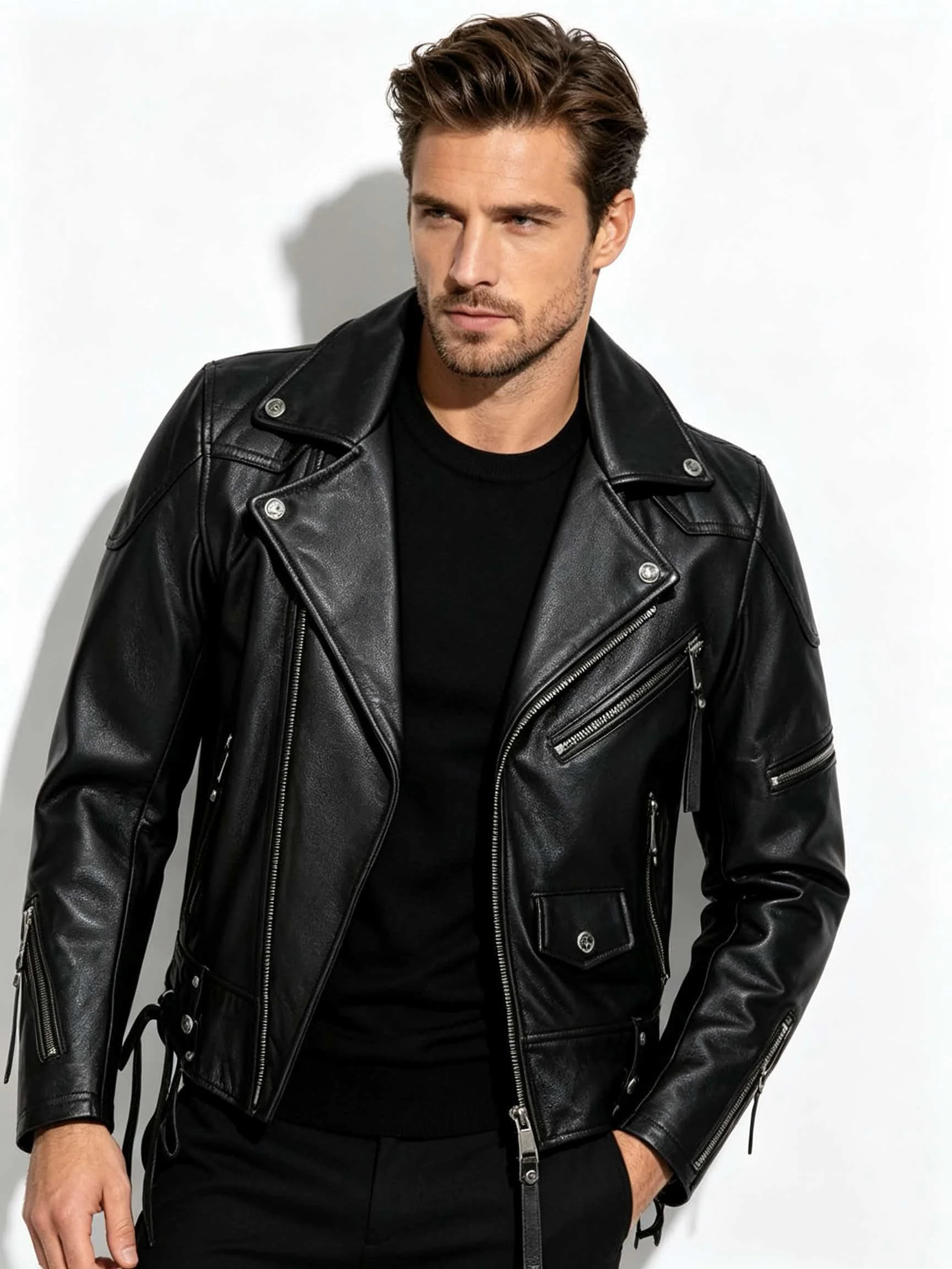 Black Autumn Leather Jacket Men Retro Style Plus Size 5XL Genuine Natural Cowhide Turn-Down Collar Motorcycle Sports Coat