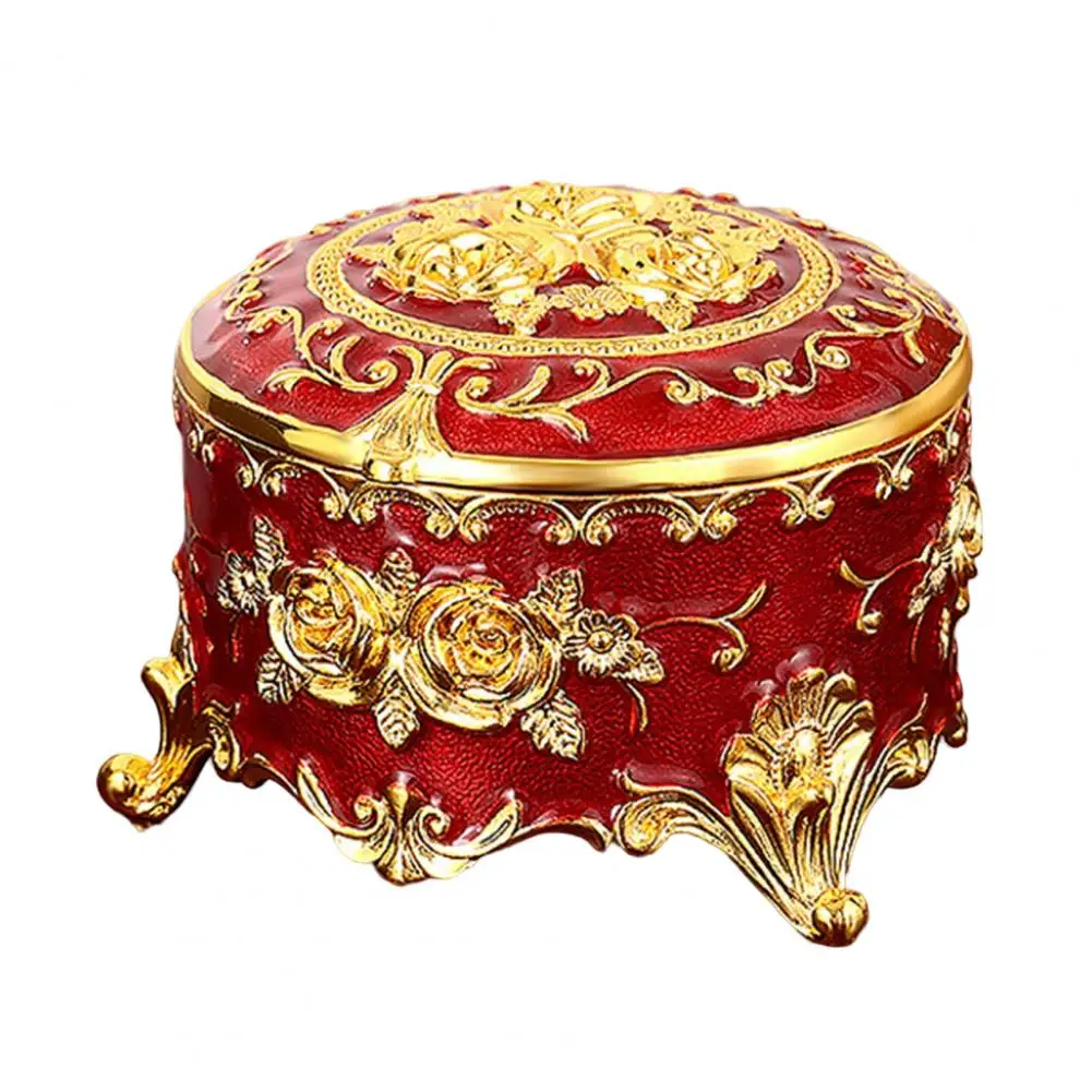 Vintage Exquisite Jewelry Box Dust-proof Anti-drop Enameled Storage Metal European Style Jewelry Holder for Bedroom
