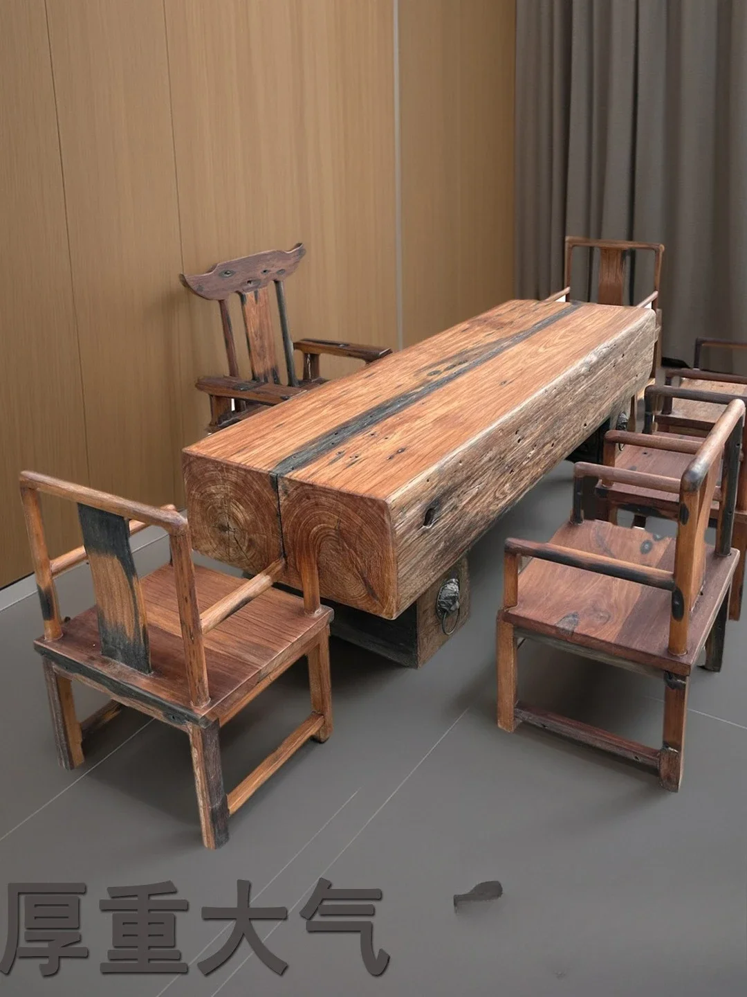 Old boat wood keel tea table high-end dry brewing ta ble s olid wood coffee tab le outdoor sun protection rectangular