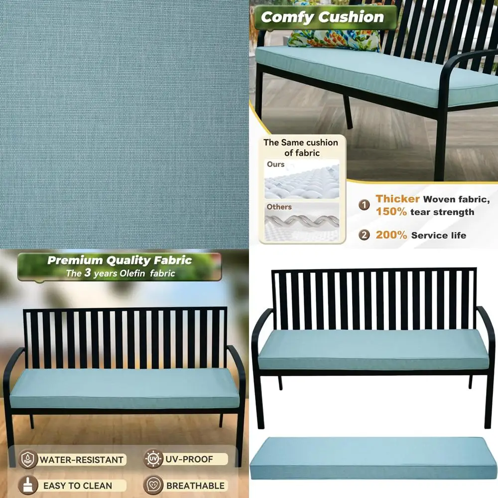 

All-Weather Outdoor Bench Cushion with Removable Cover, Fade Resistant for Patio and Garden Furniture, Available in 42x18, 48x18