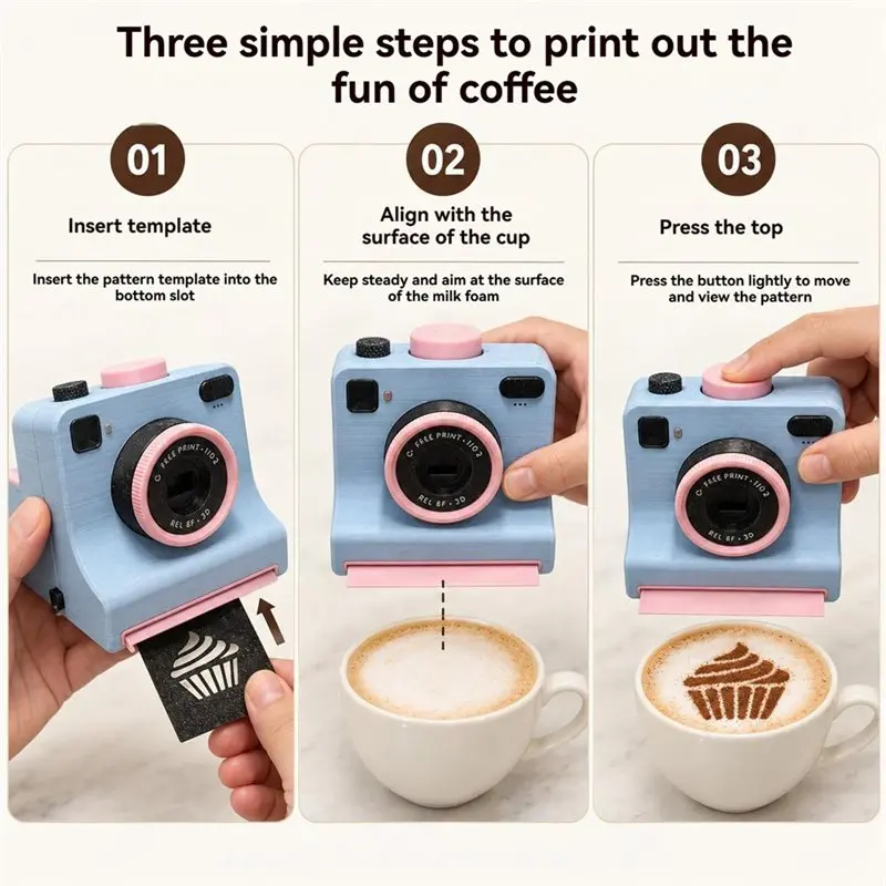 EMECE-Coffee Printer 3D Printed Coffee Latte Art Maker One-Touch With 4 Stencils For Cappuccino Cocoa And Hot Chocolate