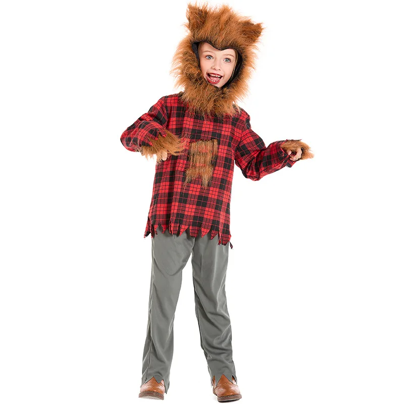 Unissex meninas crianças halloween o grande lobo mau trajes meninos wolfman animal cosplay crianças natal carnaval purim vestido de festa