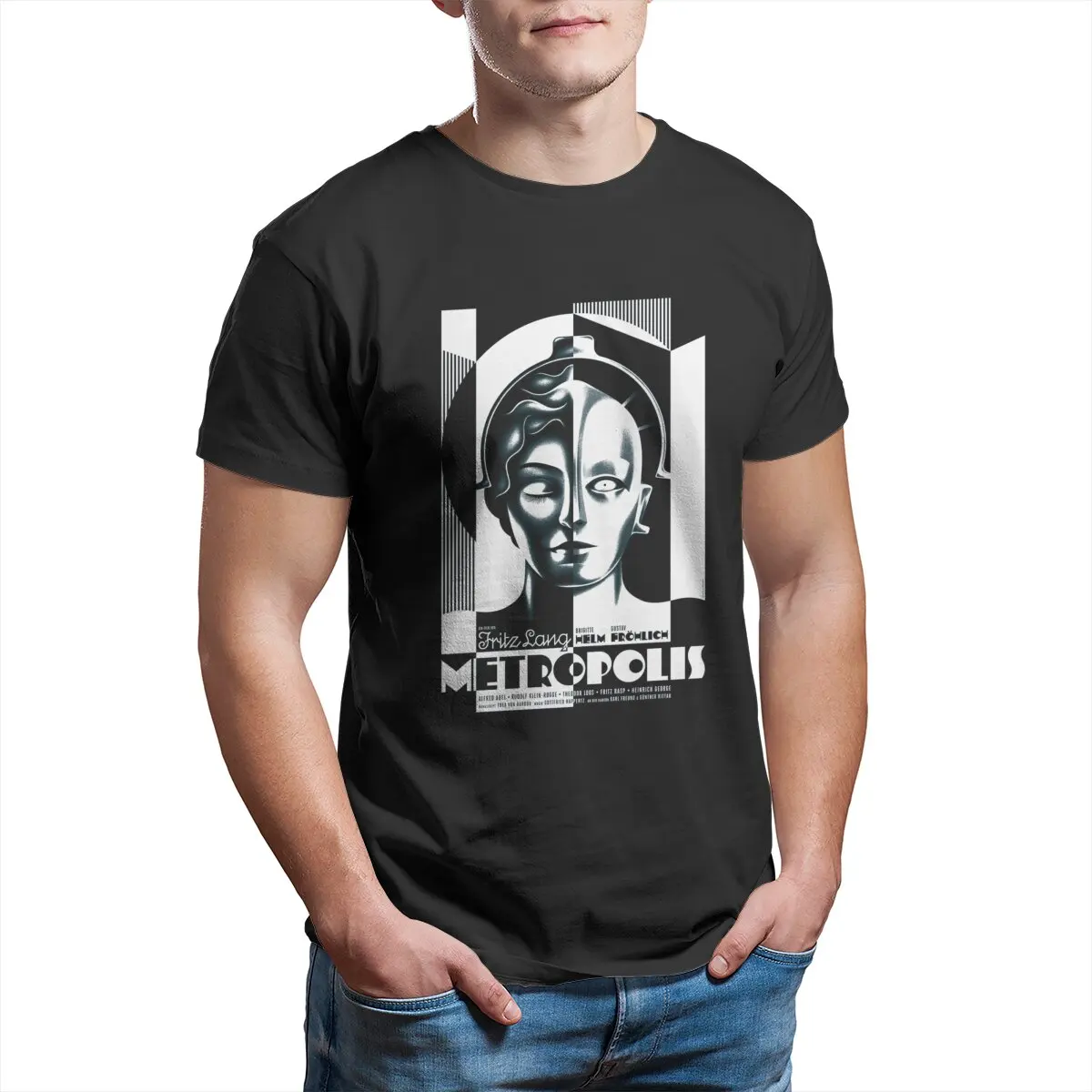 

Vintage Metropolis Fritz Lang 1927 Cult Sci Fi Movie T-Shirt for Men Germany science fiction future graphic shirts 100% Cotton