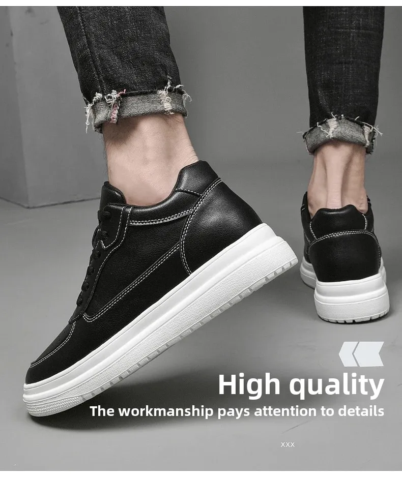 Lift Turnschuhe Mann Aufzug Schuhe Höhe Erhöhen Einlegesohle 8 cm Weiß Schwarz Größere Schuhe Männer Freizeit Mode Sport Plus größe 36-44 – Detail 25