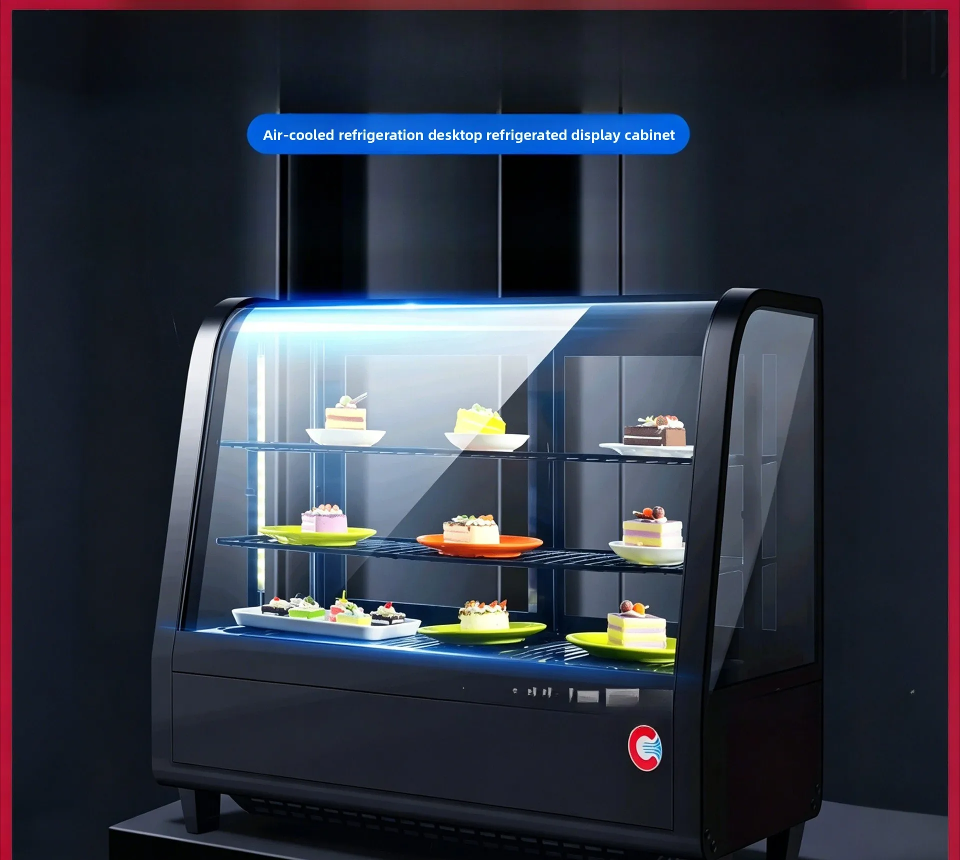 Countertop Fan Cooling Cake Display Case Frost-Free Pastry Sushi Fruit Merchandiser