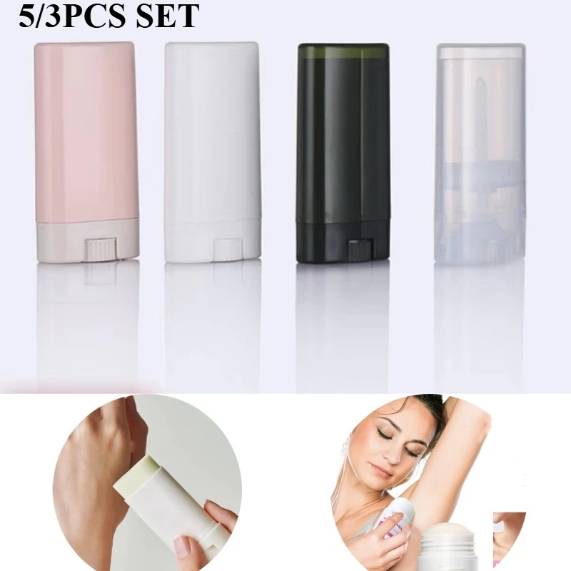 

3-5pcs15ml Empty Deodorant Containers Refillable Plastic Twist-Up Bottle DIY Natural Deodorant Stick Tube Cosmetics Lip Gloss
