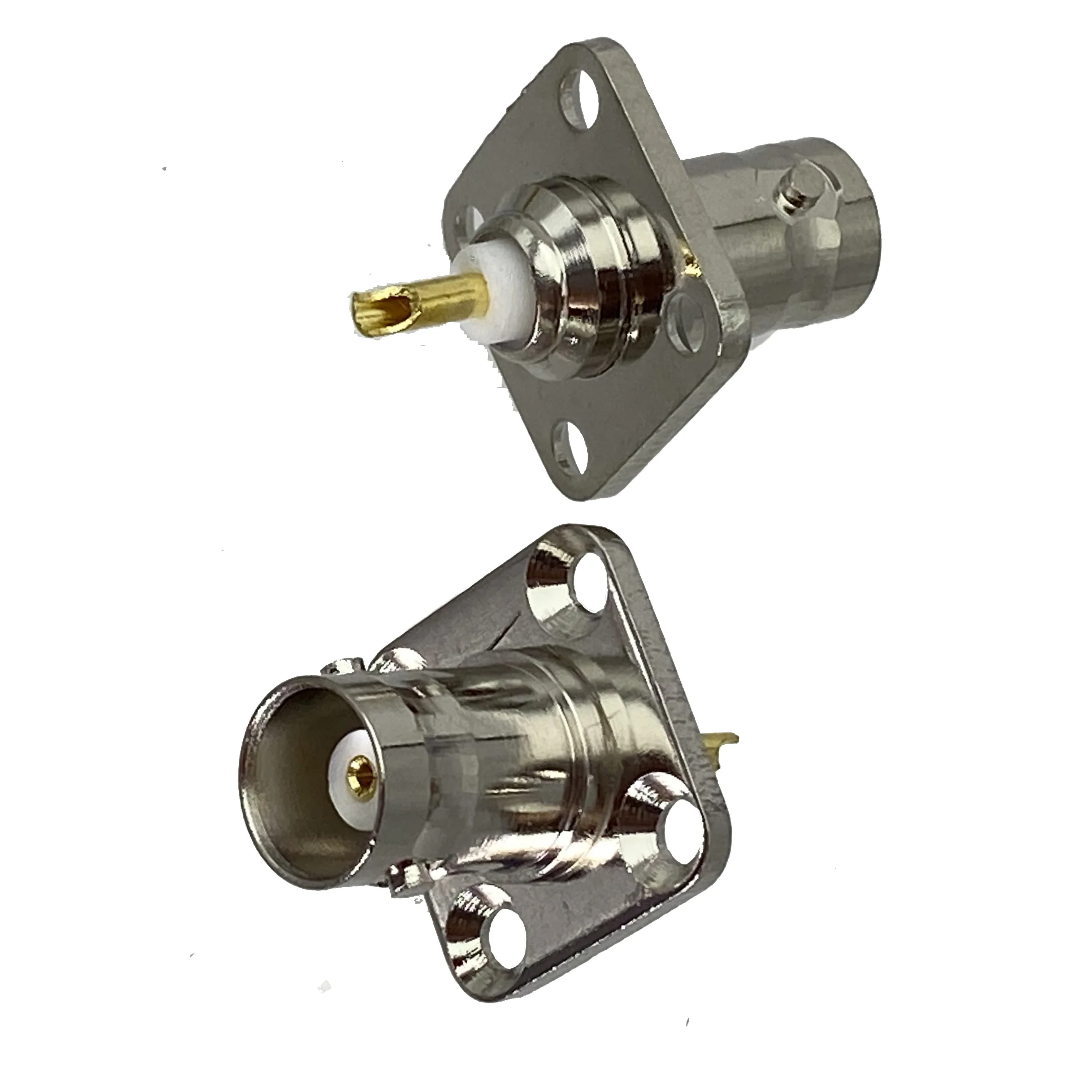 10pcs Connector BNC Jack Female 4 Holes Flange Solder Pancel Mount Wire Terminals Straight RF Coaxial Adapter New